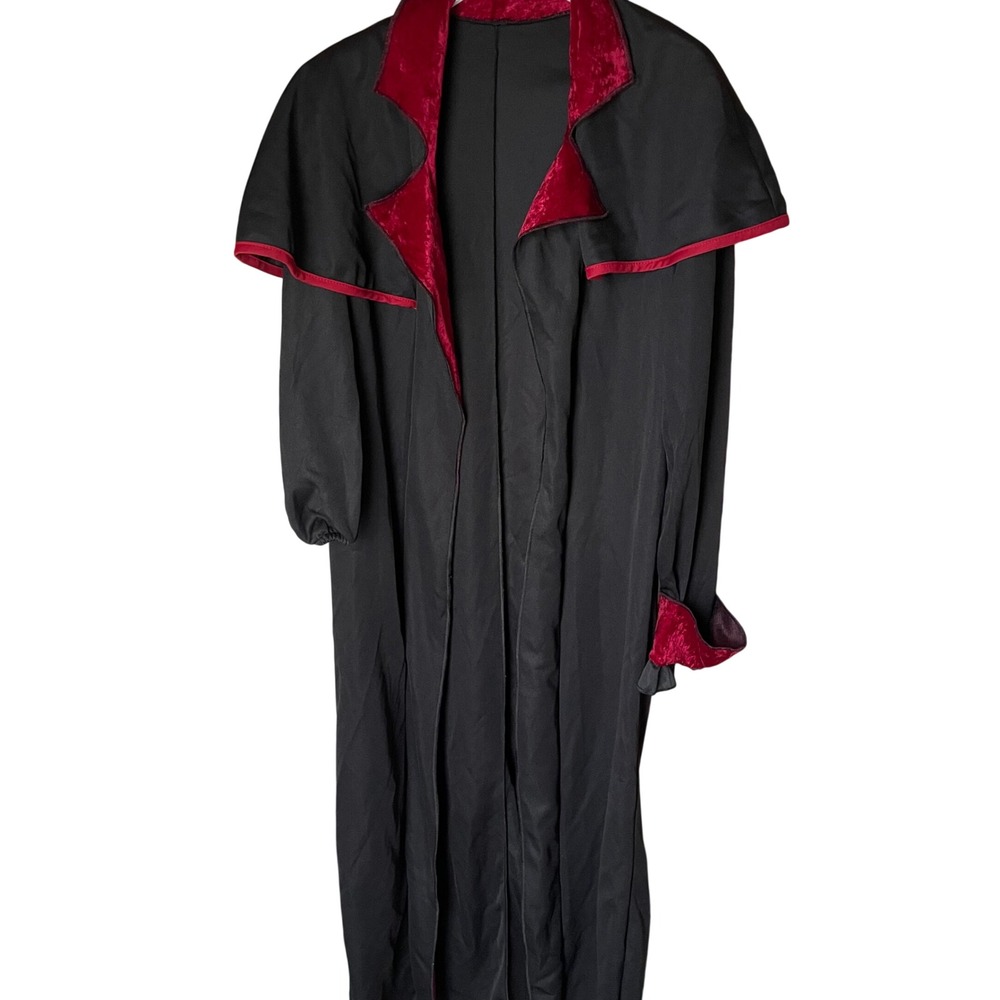 Black Cloak with Red‎ Velour Trim, One Size